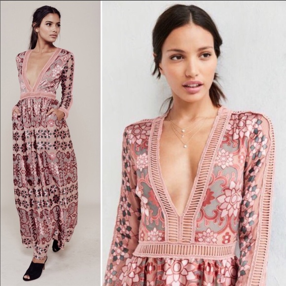 For Love And Lemons Dresses & Skirts - For Love & Lemons Juliet Maxi Dress in Maroon Sz M